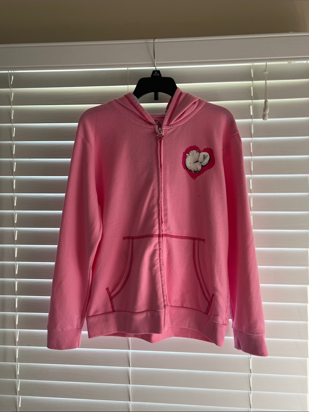 Universal Secret Life of Pets Gidget Pink Zip-Up Hoodie with Heart Patch Size XL
